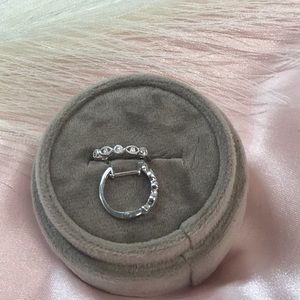 14 Karat white gold diamond hoops